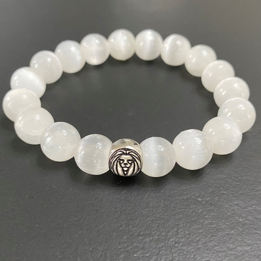 Selenite Strength Moonlight Glow Cleansing Lion Bracelet